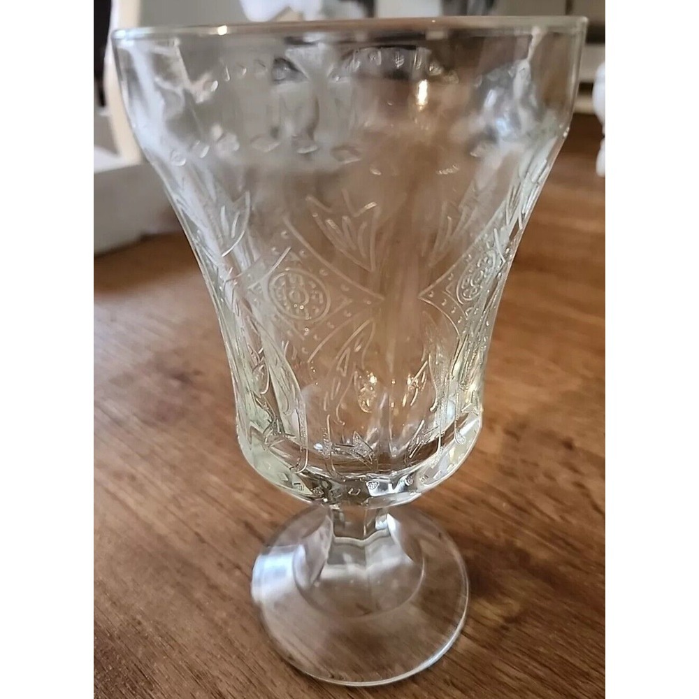 Vintage Federal Indiana Glass Madrid Clear Glass Goblet 6-3/4"